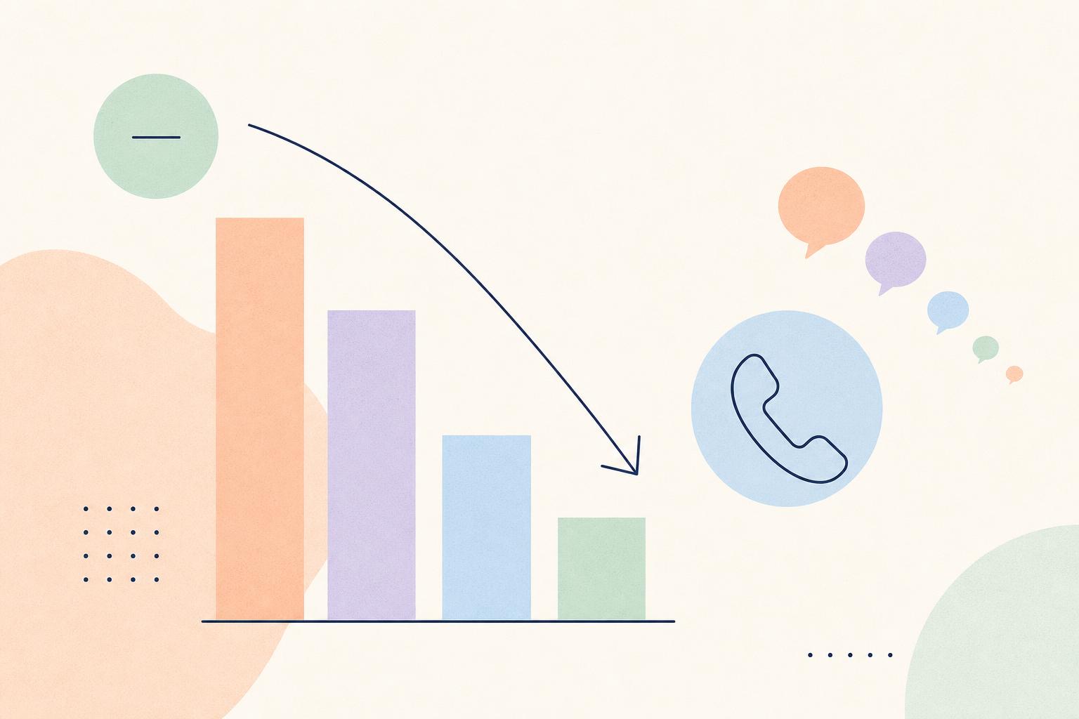 Abstract illustration of declining call volume and cost